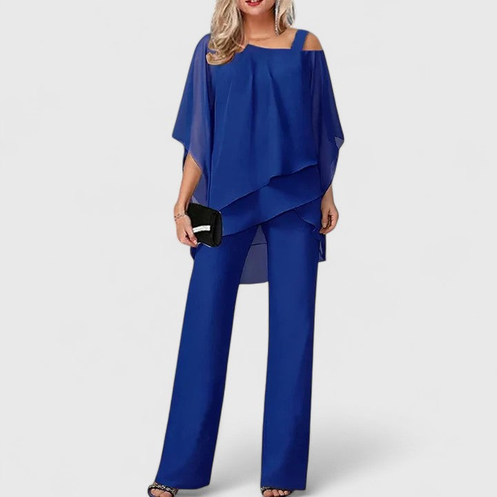 Women's Chiffon Evening Pantsuit - Formal 2-Piece Set