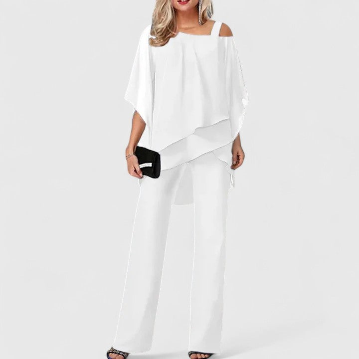 Women's Chiffon Evening Pantsuit - Formal 2-Piece Set