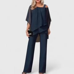 Women's Chiffon Evening Pantsuit - Formal 2-Piece Set