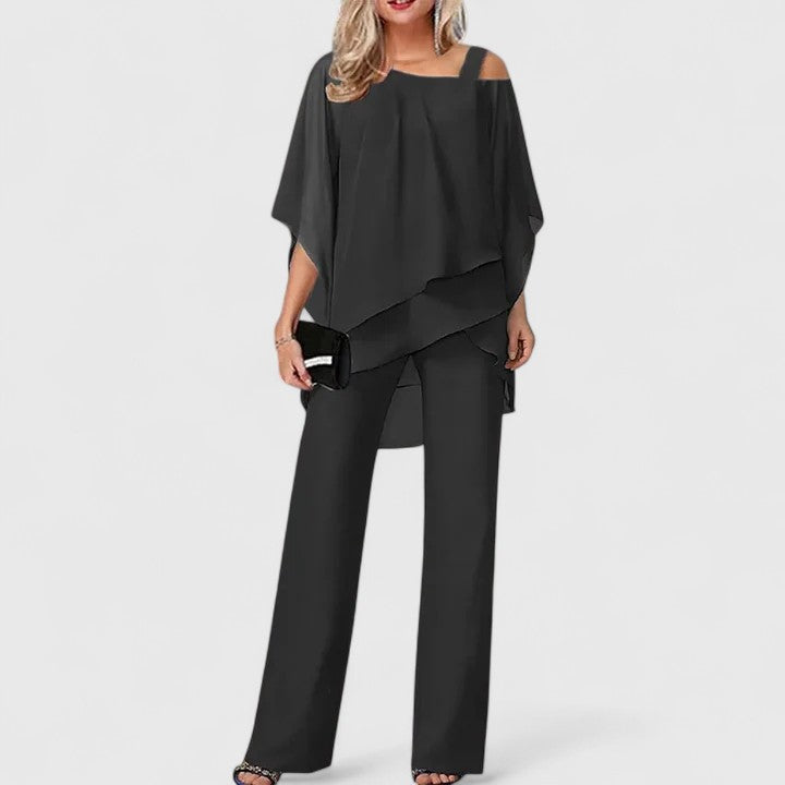 Women's Chiffon Evening Pantsuit - Formal 2-Piece Set