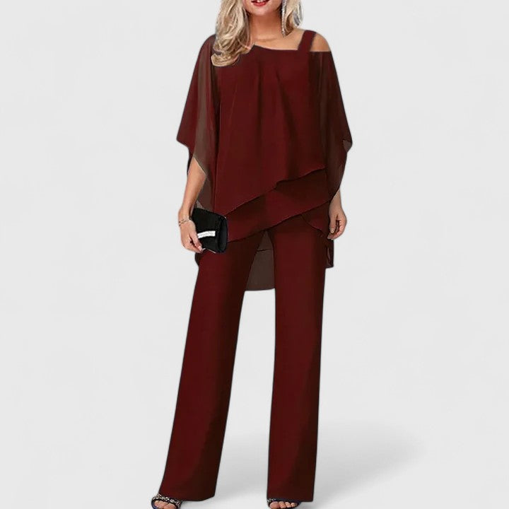 Women's Chiffon Evening Pantsuit - Formal 2-Piece Set