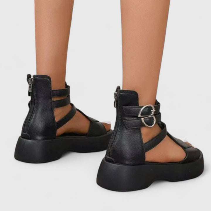 Women's Chunky Platform Sandals - Comfortable Ankle Strap Open Toe Wedge Shoes