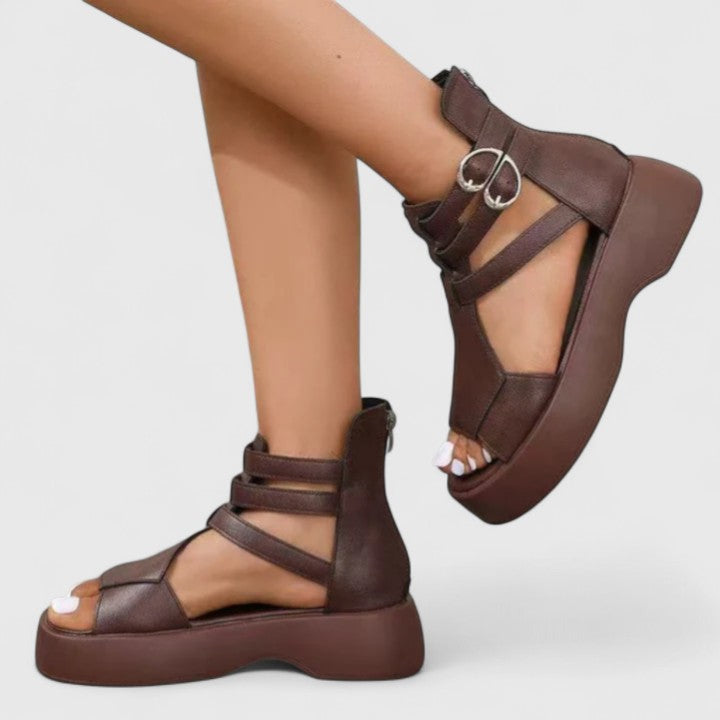 Women's Chunky Platform Sandals - Comfortable Ankle Strap Open Toe Wedge Shoes