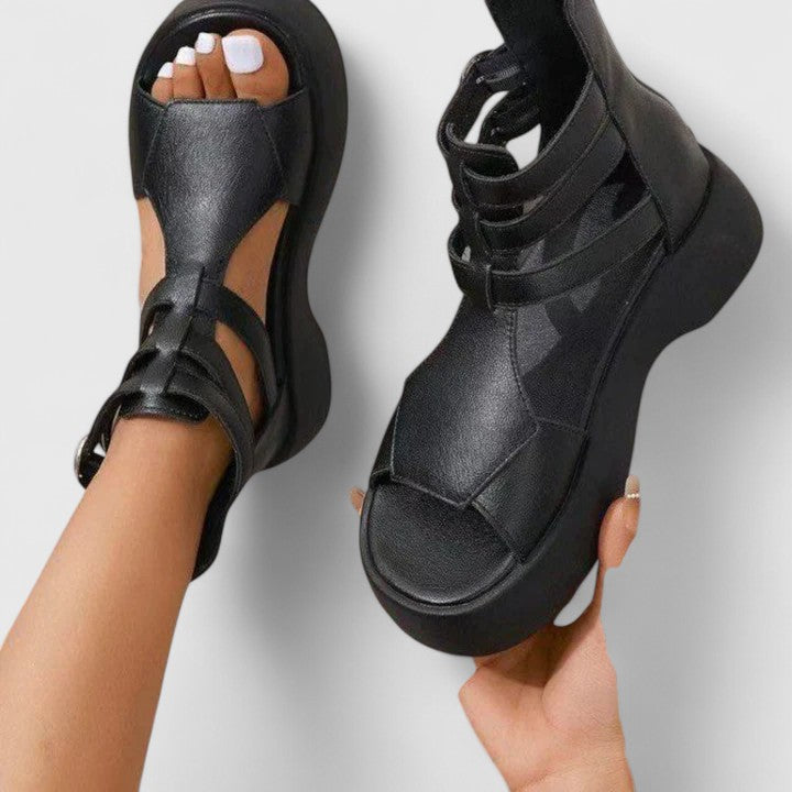 Women's Chunky Platform Sandals - Comfortable Ankle Strap Open Toe Wedge Shoes
