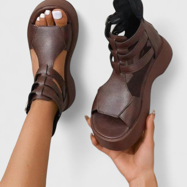 Women's Chunky Platform Sandals - Comfortable Ankle Strap Open Toe Wedge Shoes