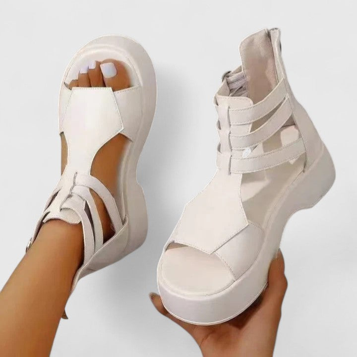 Women's Chunky Platform Sandals - Comfortable Ankle Strap Open Toe Wedge Shoes