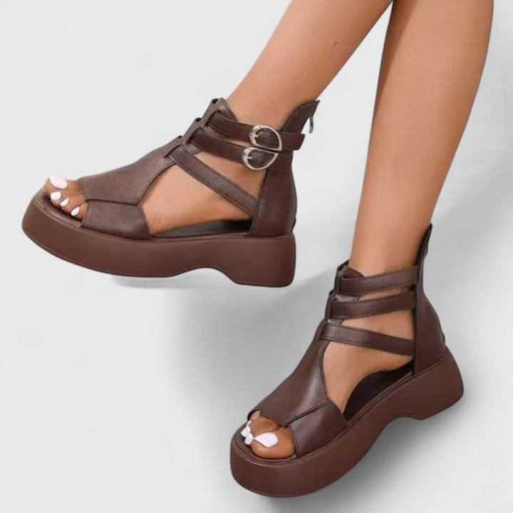 Women's Chunky Platform Sandals - Comfortable Ankle Strap Open Toe Wedge Shoes