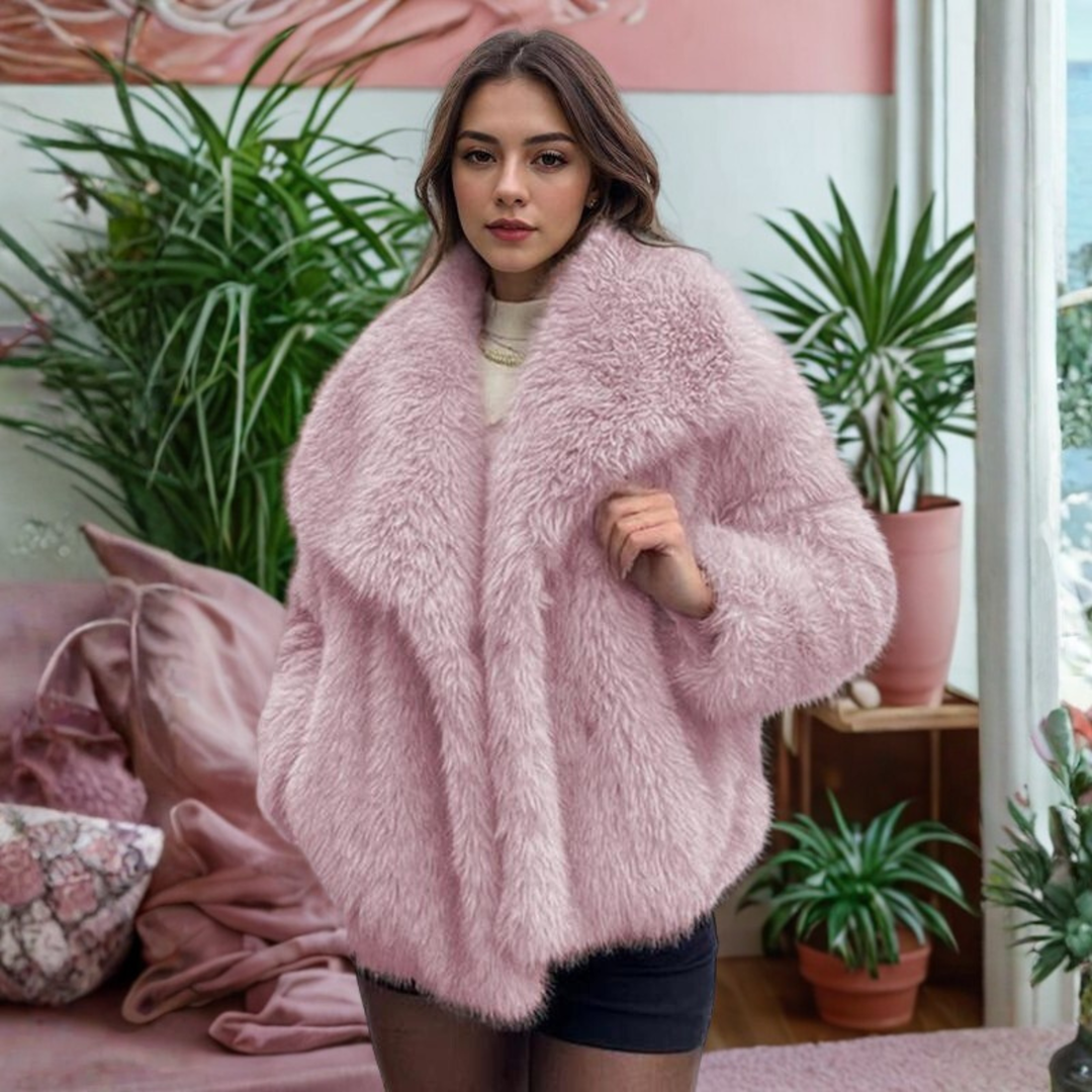 Women’s Classy Long Sleeve Coat with Fuzz