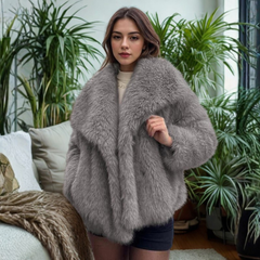 Women’s Classy Long Sleeve Coat with Fuzz
