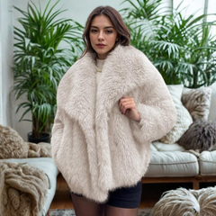 Women’s Classy Long Sleeve Coat with Fuzz