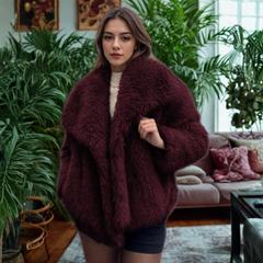 Women’s Classy Long Sleeve Coat with Fuzz