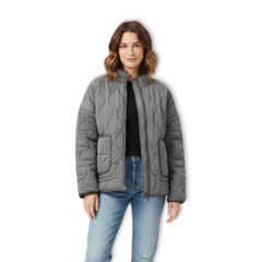 Women's Cotton Padded Jacket with Stand Collar Zipper