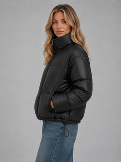 Women’s Cropped Puffer Jacket with Drawcord Hem