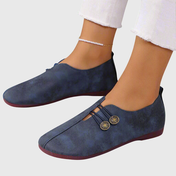 Women’s Daily Comfort Slip-Ons - Comfortable Distressed Round Toe Flats