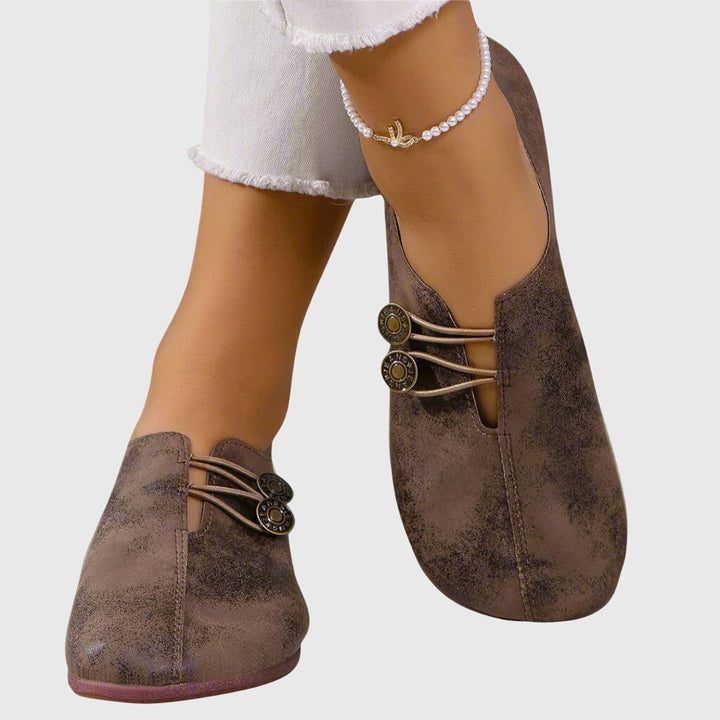 Women’s Daily Comfort Slip-Ons - Comfortable Distressed Round Toe Flats