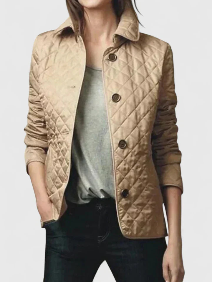 Women's Diamond Quilted Jacket - Button Down Closure