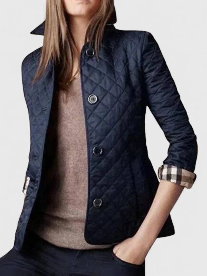 Women's Diamond Quilted Jacket - Button Down Closure