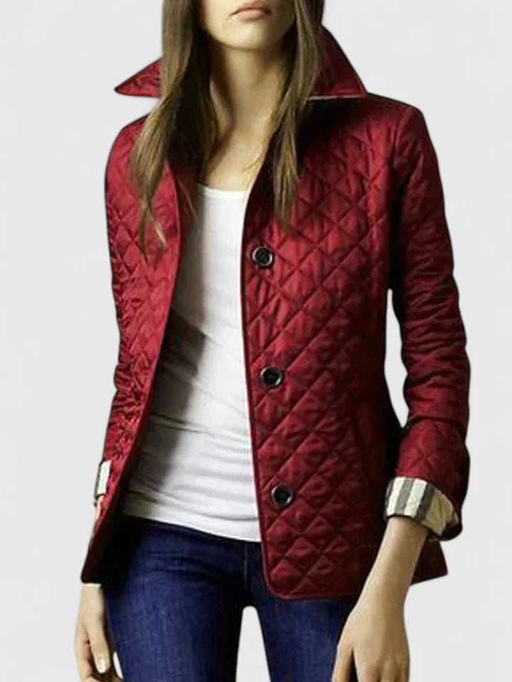 Women's Diamond Quilted Jacket - Button Down Closure