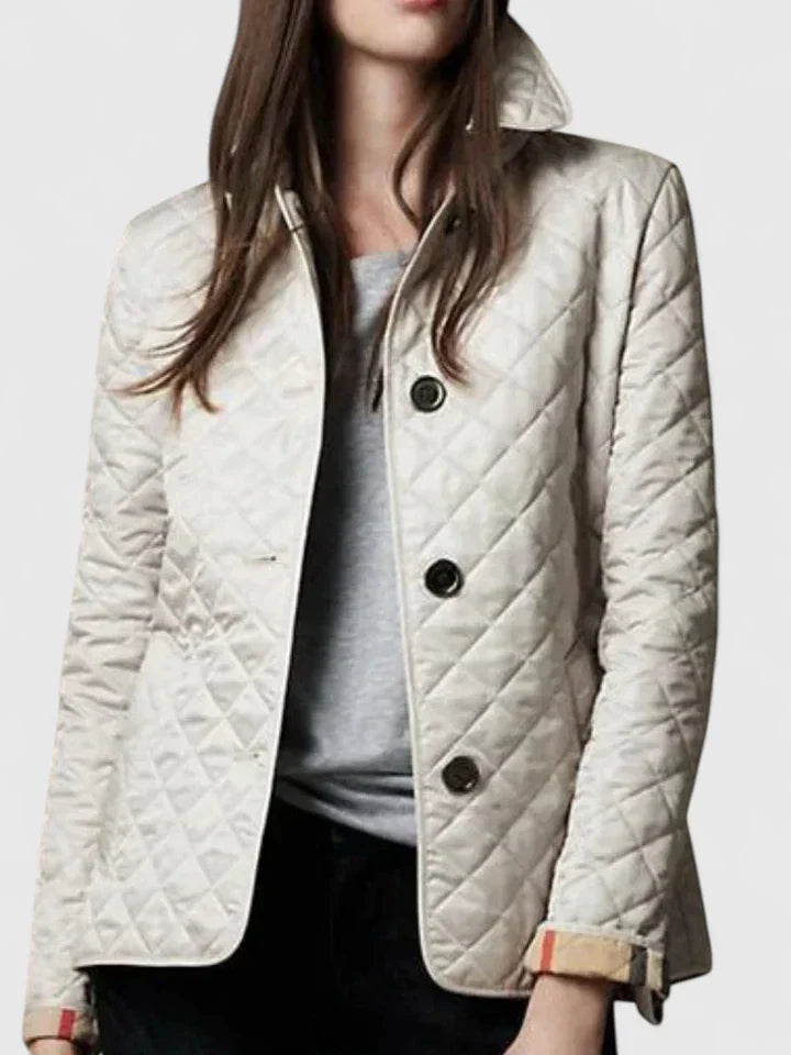 Women's Diamond Quilted Jacket - Button Down Closure