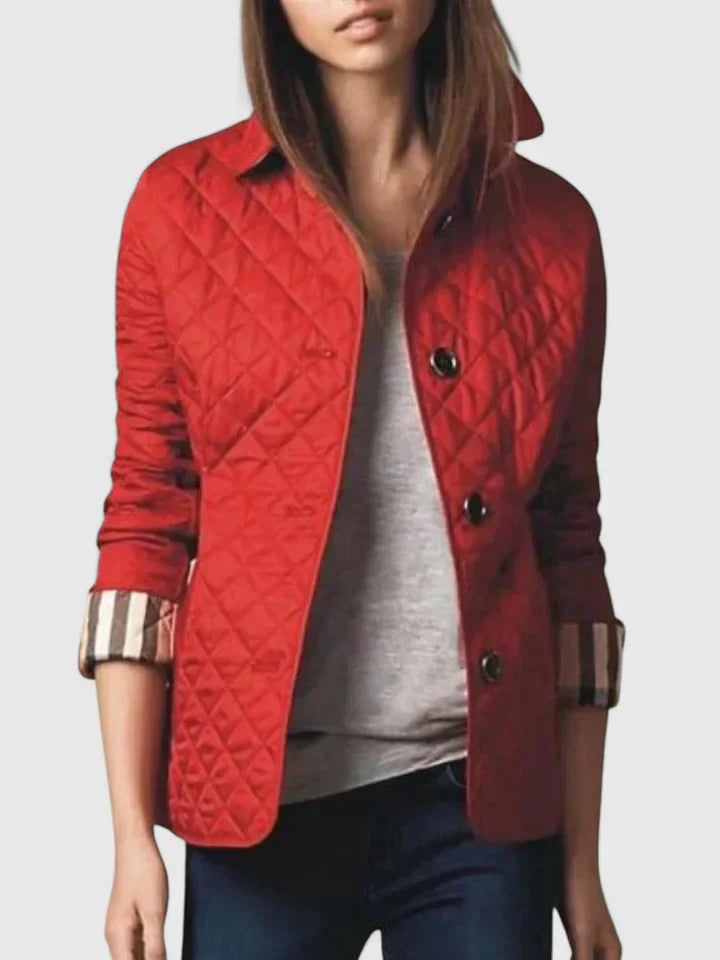 Women's Diamond Quilted Jacket - Button Down Closure