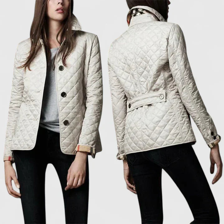 Women's Diamond Quilted Jacket - Button Down Closure