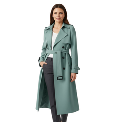 Delphine | Belted Trench Coat with Double Breasted Front