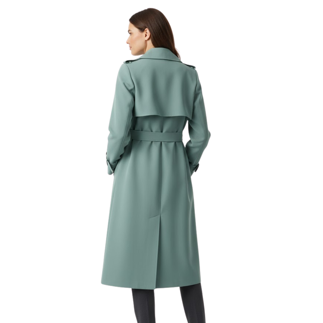 Delphine | Belted Trench Coat with Double Breasted Front