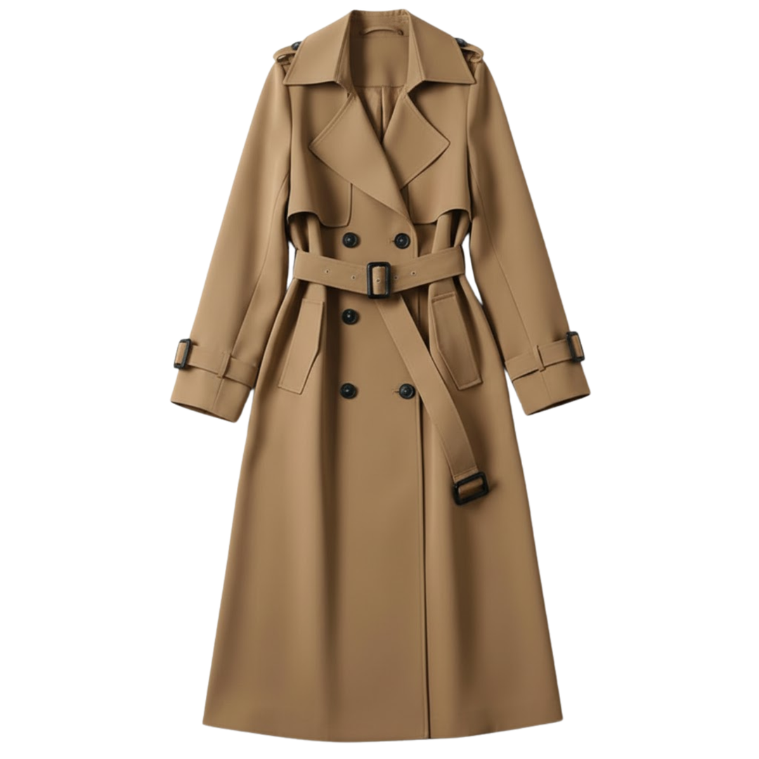 Delphine | Belted Trench Coat with Double Breasted Front