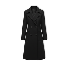 Women's Double Breasted Coat with Turn-down Collar
