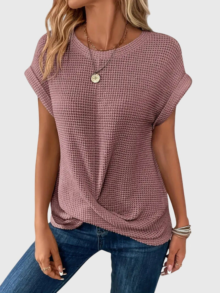 Women’s Elegant Blouse - Crew Neck Short Sleeve Top