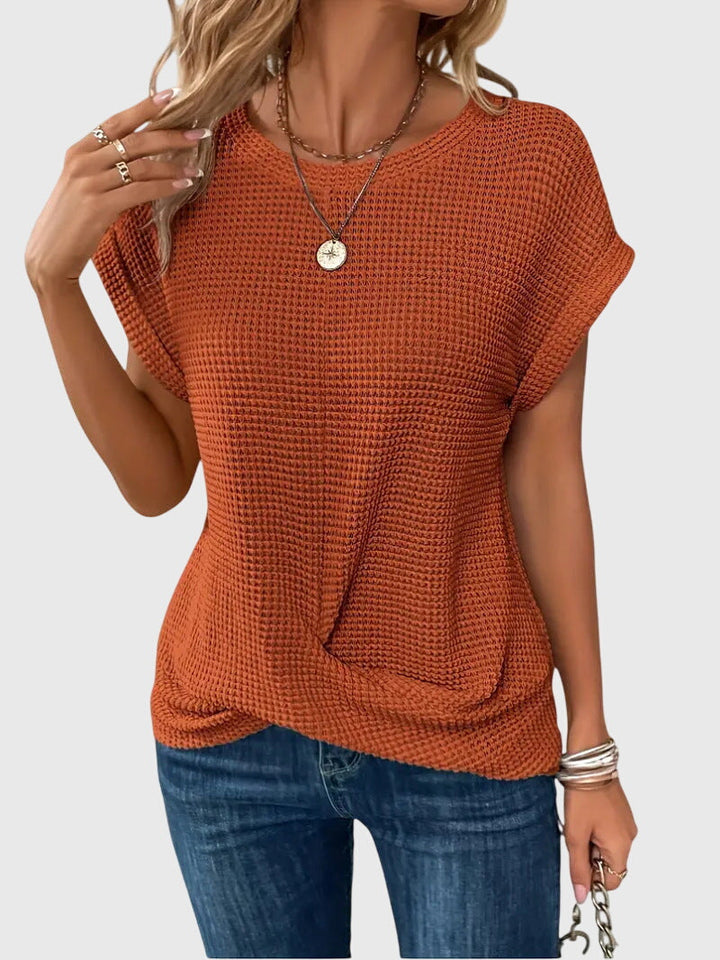 Women’s Elegant Blouse - Crew Neck Short Sleeve Top
