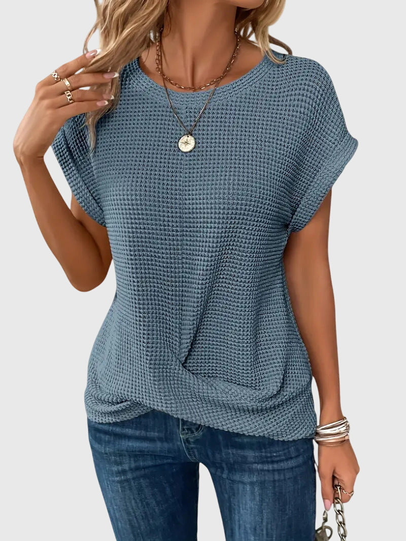 Women’s Elegant Blouse - Crew Neck Short Sleeve Top