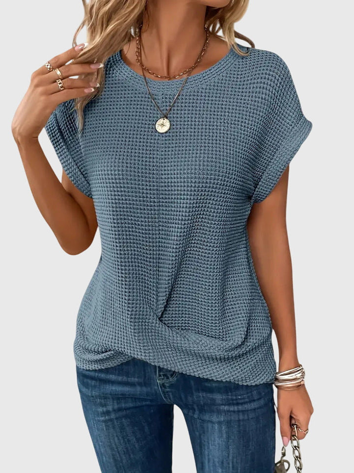 Women’s Elegant Blouse - Crew Neck Short Sleeve Top
