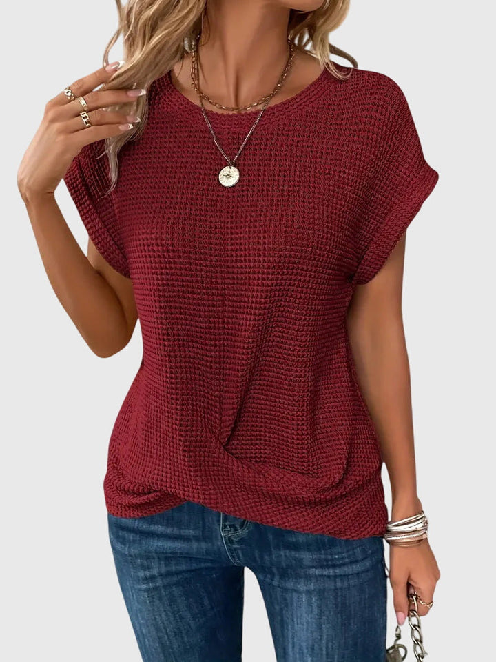 Women’s Elegant Blouse - Crew Neck Short Sleeve Top