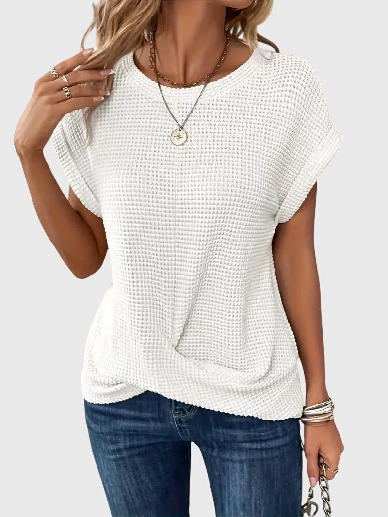 Women’s Elegant Blouse - Crew Neck Short Sleeve Top