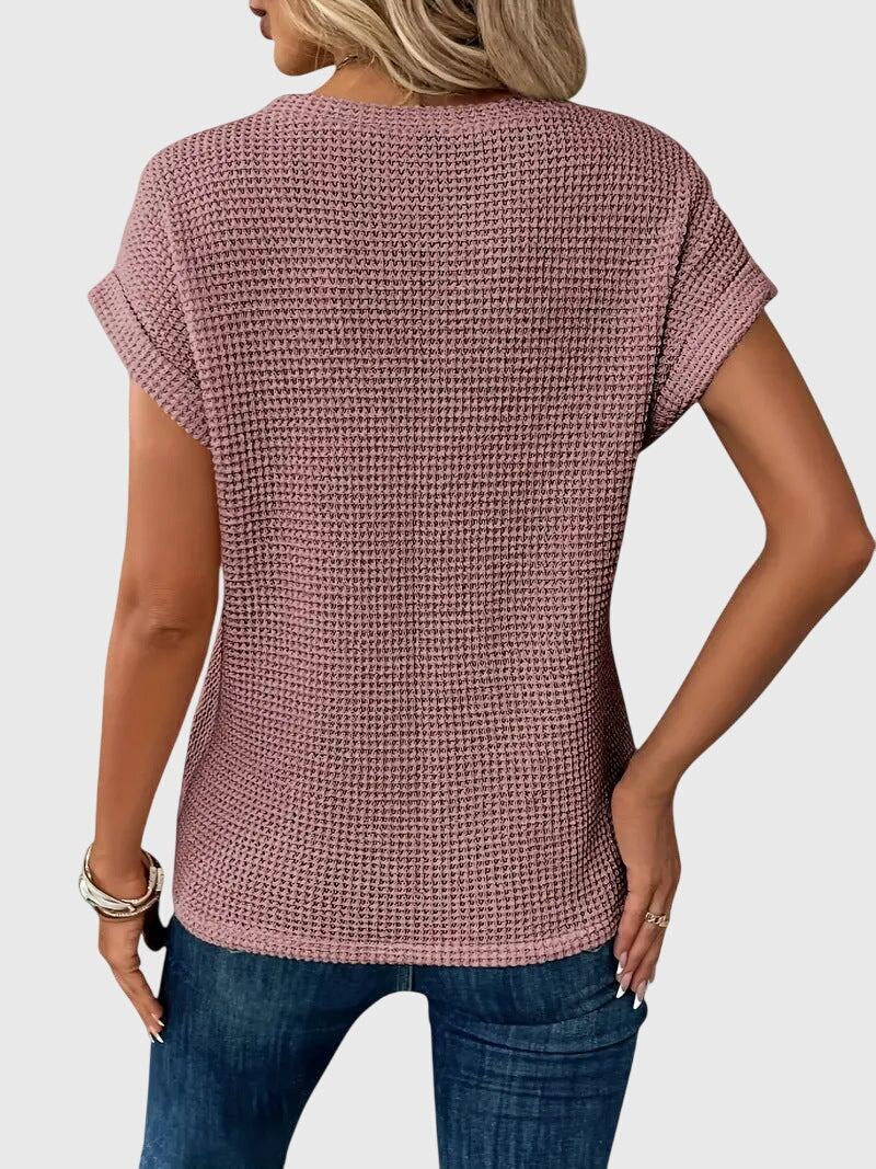 Women’s Elegant Blouse - Crew Neck Short Sleeve Top
