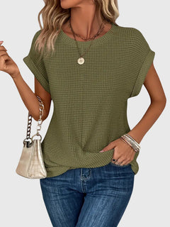 Women’s Elegant Blouse - Crew Neck Short Sleeve Top