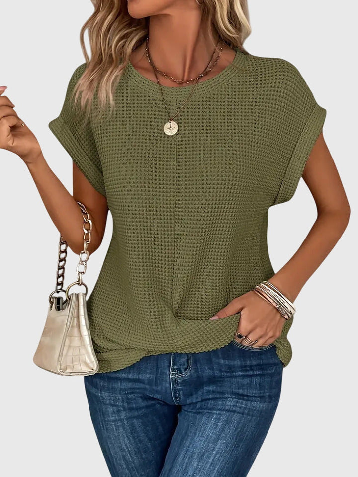 Women’s Elegant Blouse - Crew Neck Short Sleeve Top