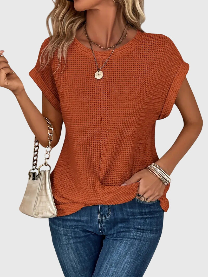 Women’s Elegant Blouse - Crew Neck Short Sleeve Top