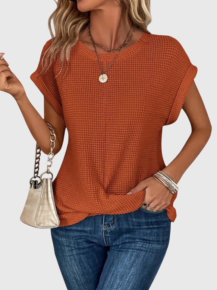 Women’s Elegant Blouse - Crew Neck Short Sleeve Top