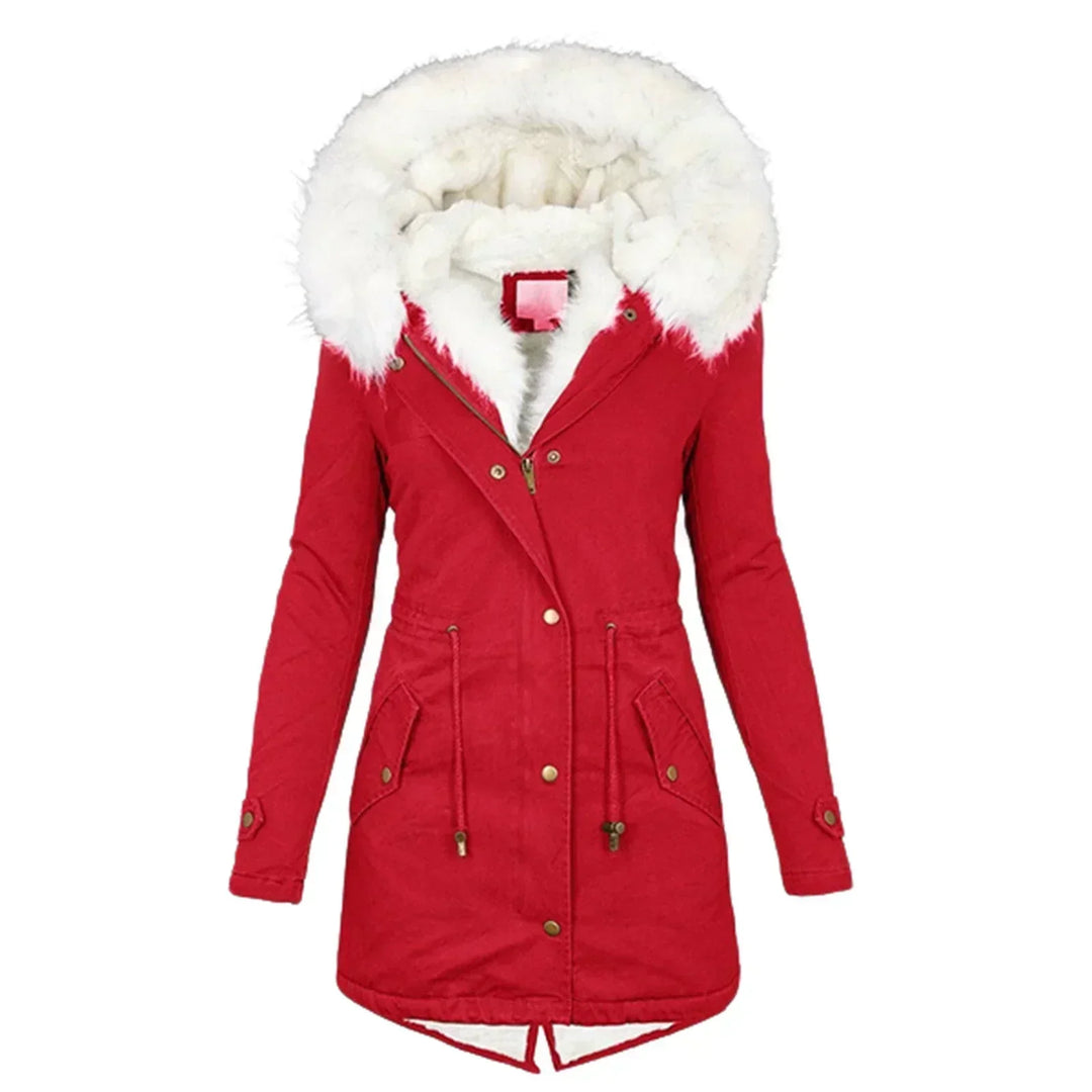Women’s Elegant Coat with Plush Hood