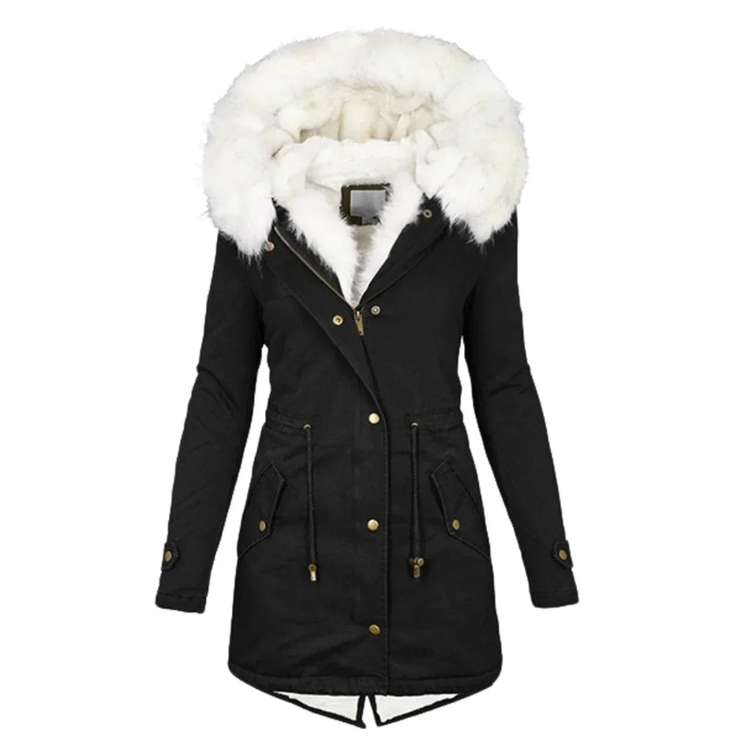 Women’s Elegant Coat with Plush Hood