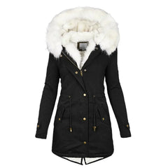 Women’s Elegant Coat with Plush Hood