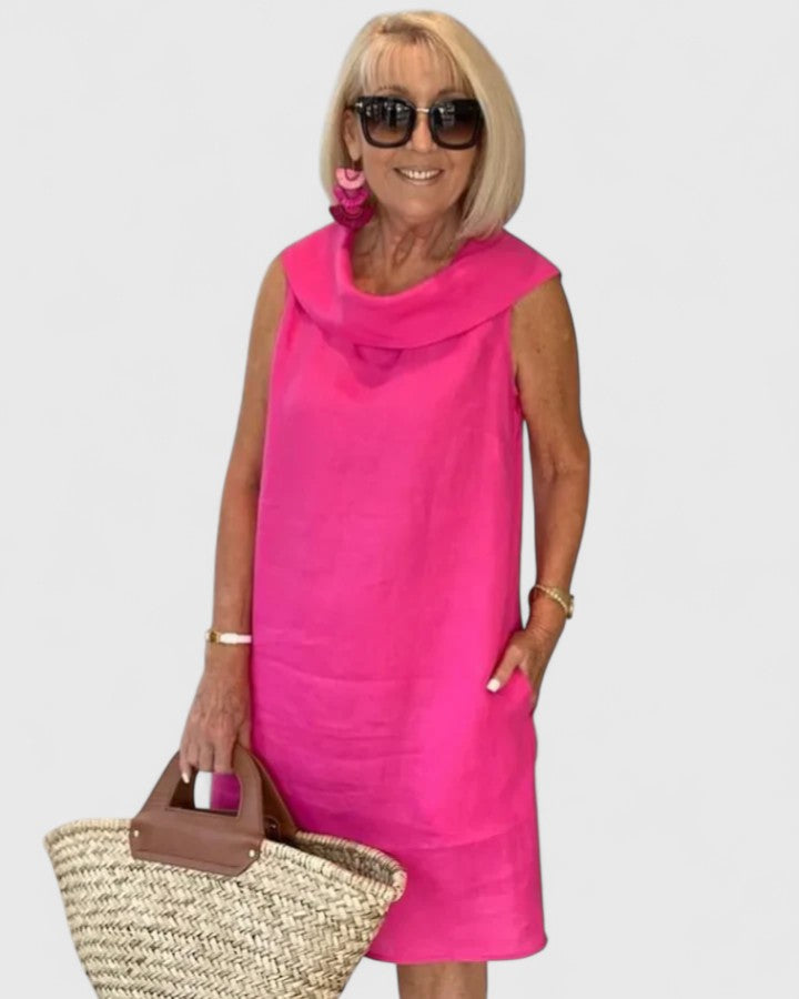 Women’s Elegant Dress with Rounded Neckline