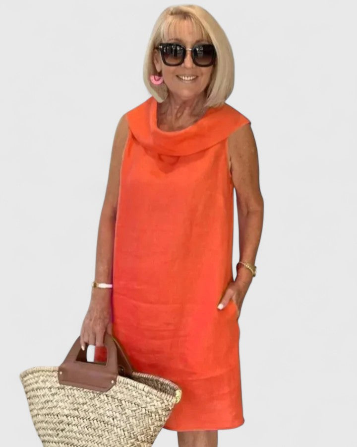Women’s Elegant Dress with Rounded Neckline