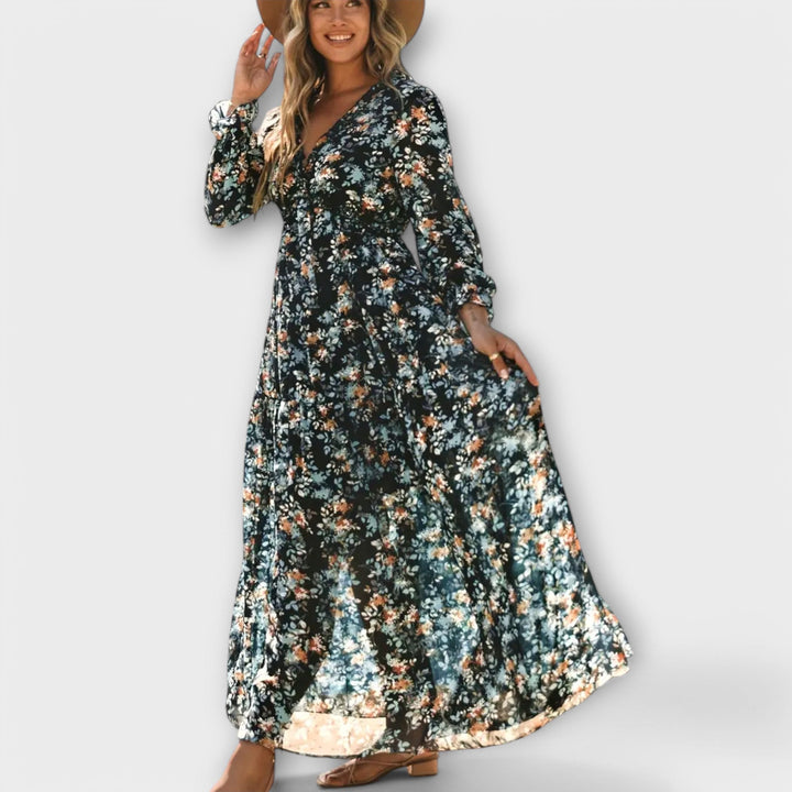 Women’s Elegant Maxi Dress with Floral Print