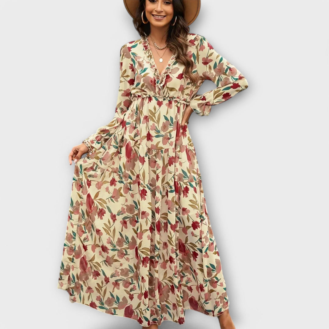 Women’s Elegant Maxi Dress with Floral Print
