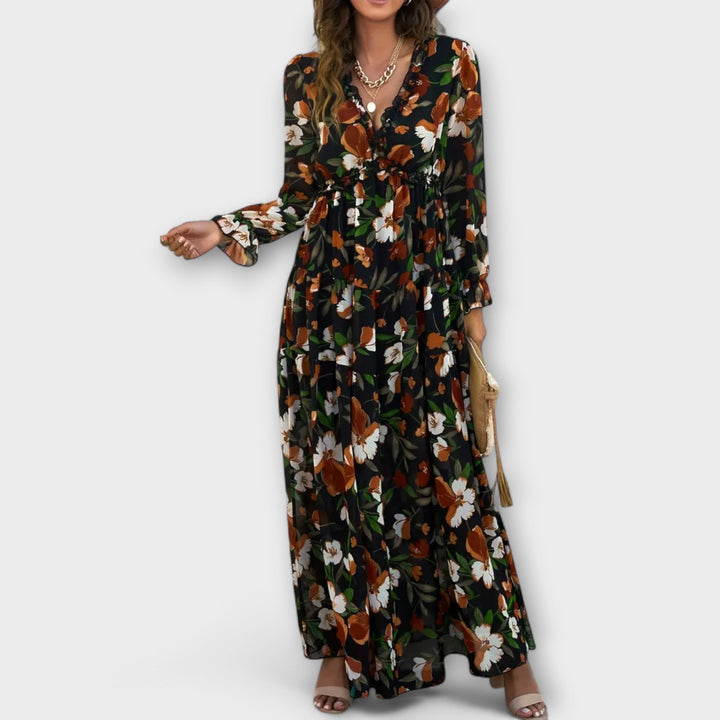 Women’s Elegant Maxi Dress with Floral Print