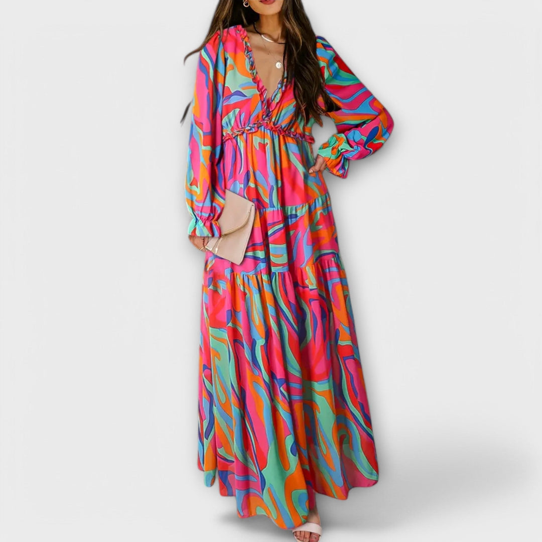 Women’s Elegant Maxi Dress with Floral Print