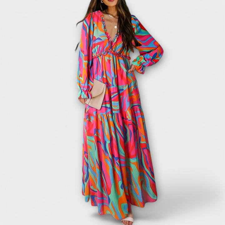 Women’s Elegant Maxi Dress with Floral Print